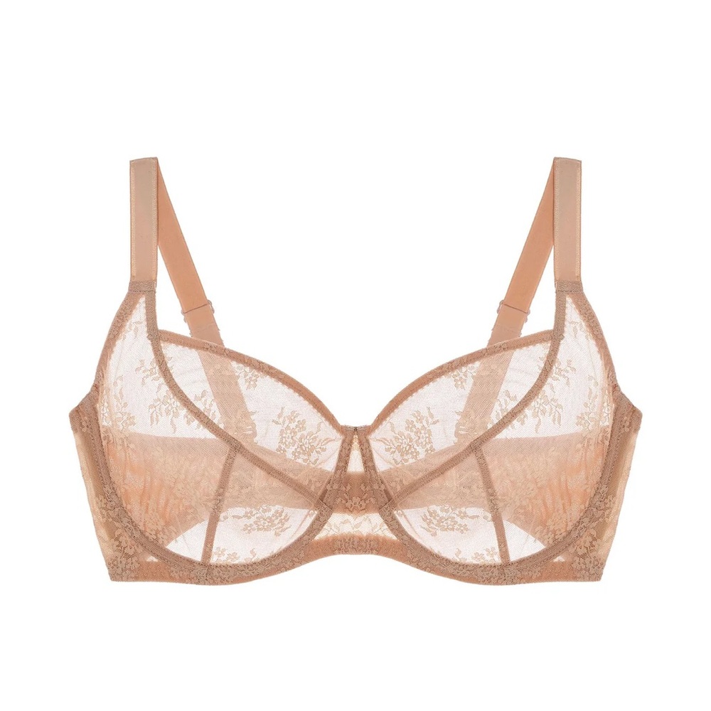 Journelle Romy 3 Part Full Cup Bra Amande Beige Lace Underwire Bra New $128
